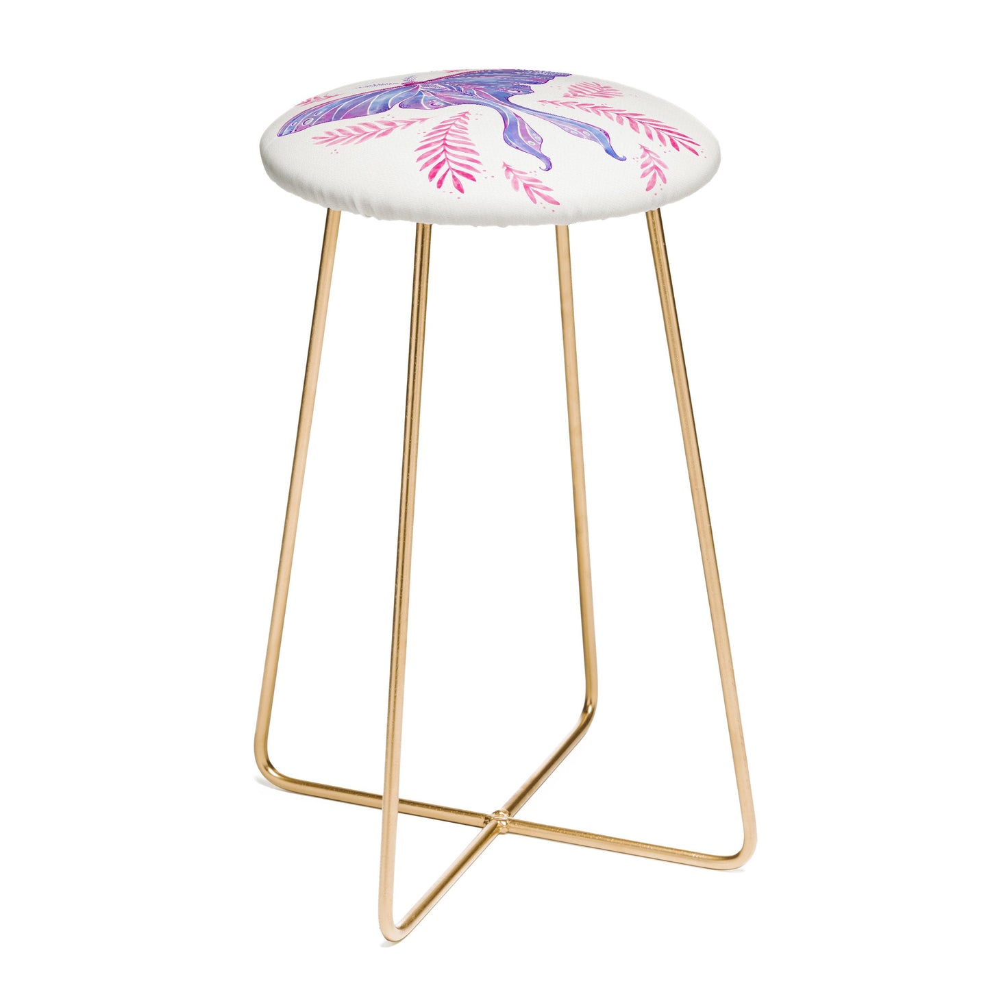 Avenie Luna Moth Blue Violet Counter Stool