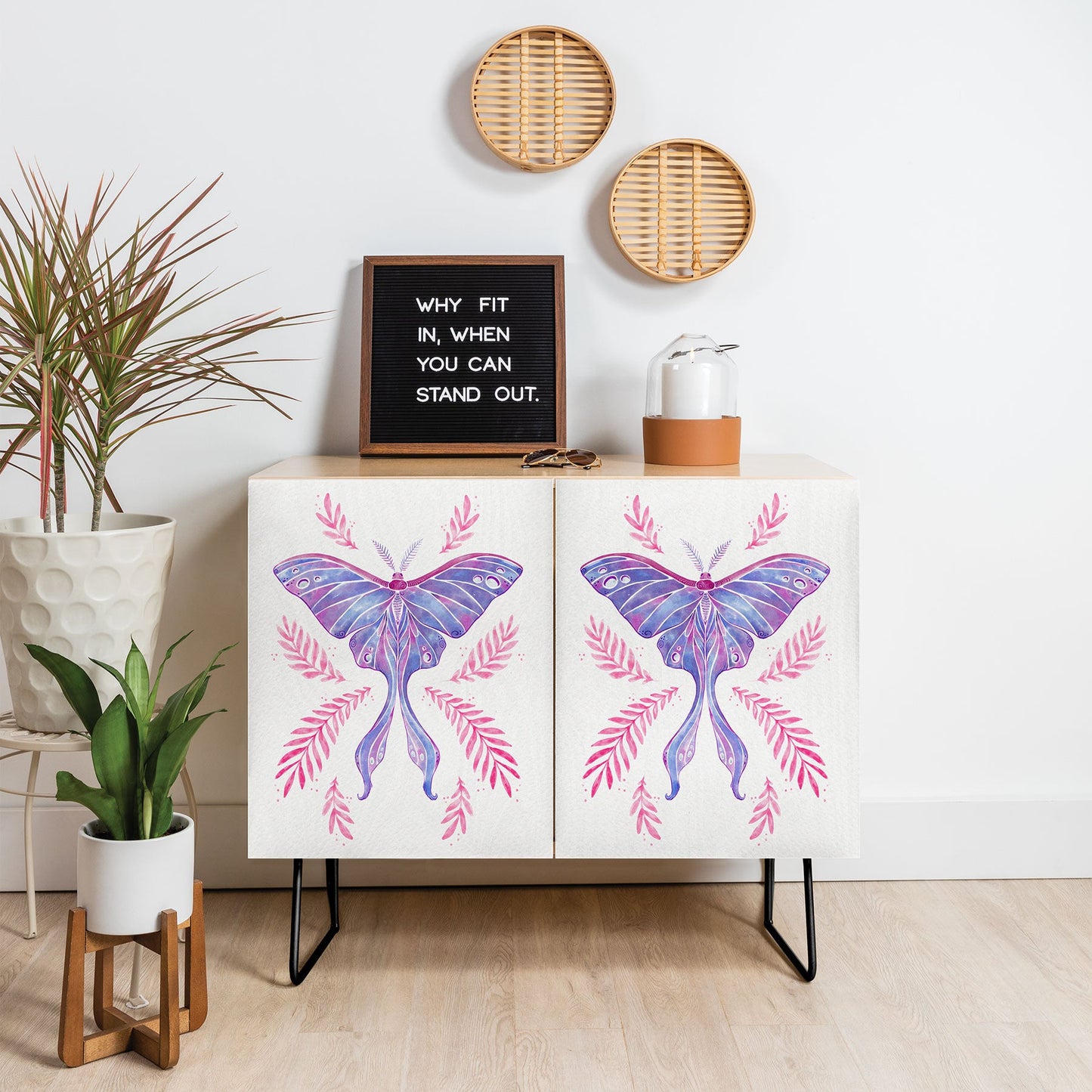 Avenie Luna Moth Blue Violet Credenza