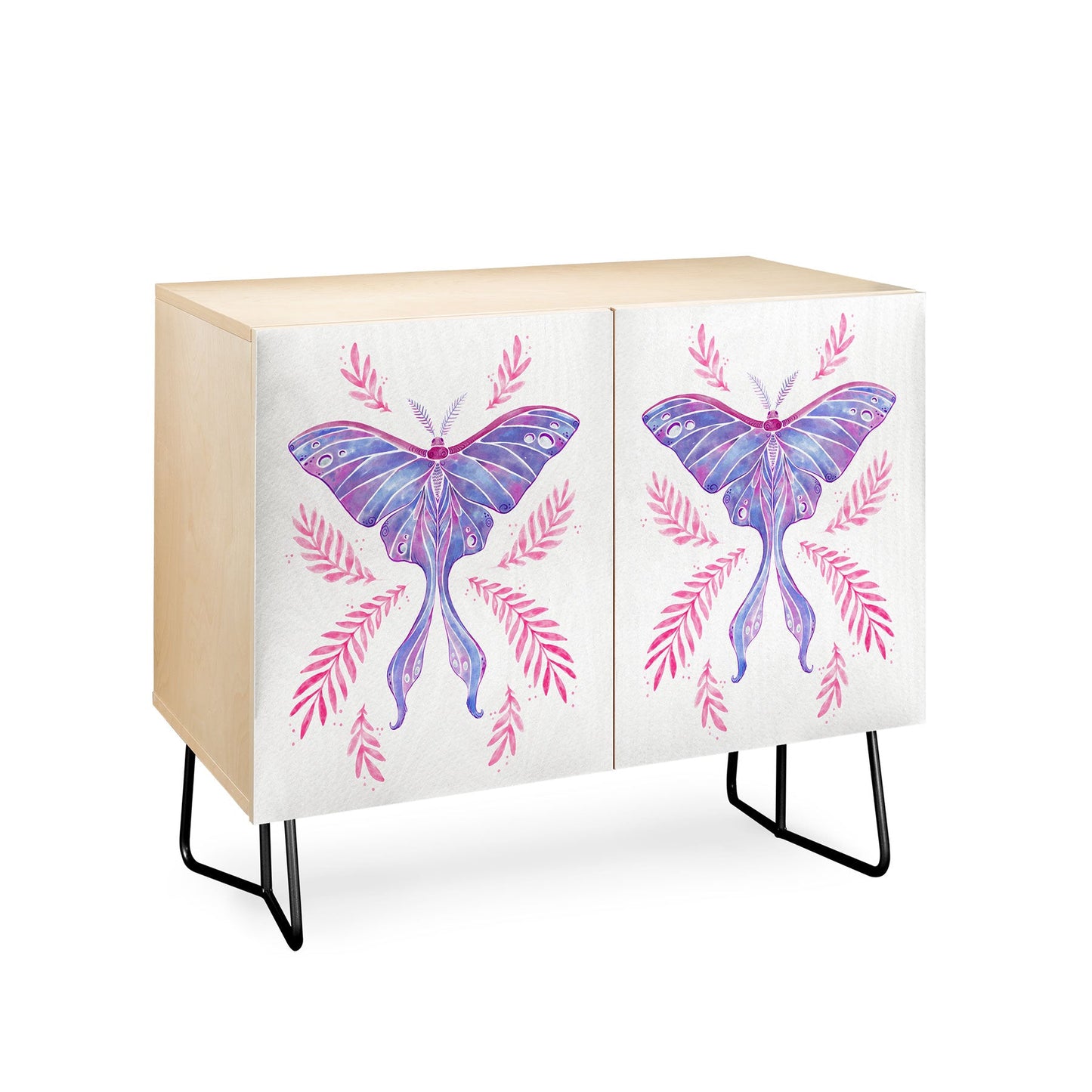 Avenie Luna Moth Blue Violet Credenza