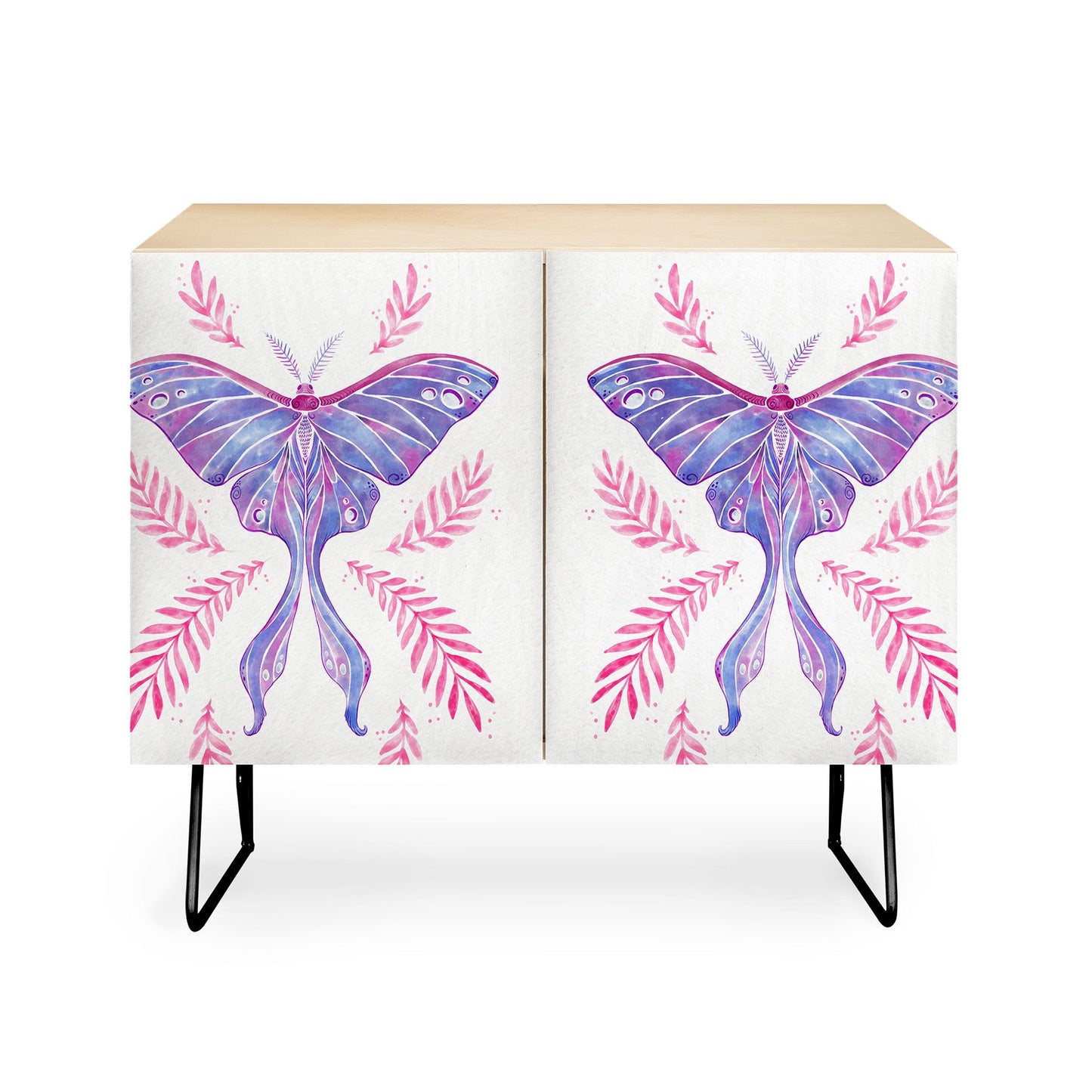 Avenie Luna Moth Blue Violet Credenza