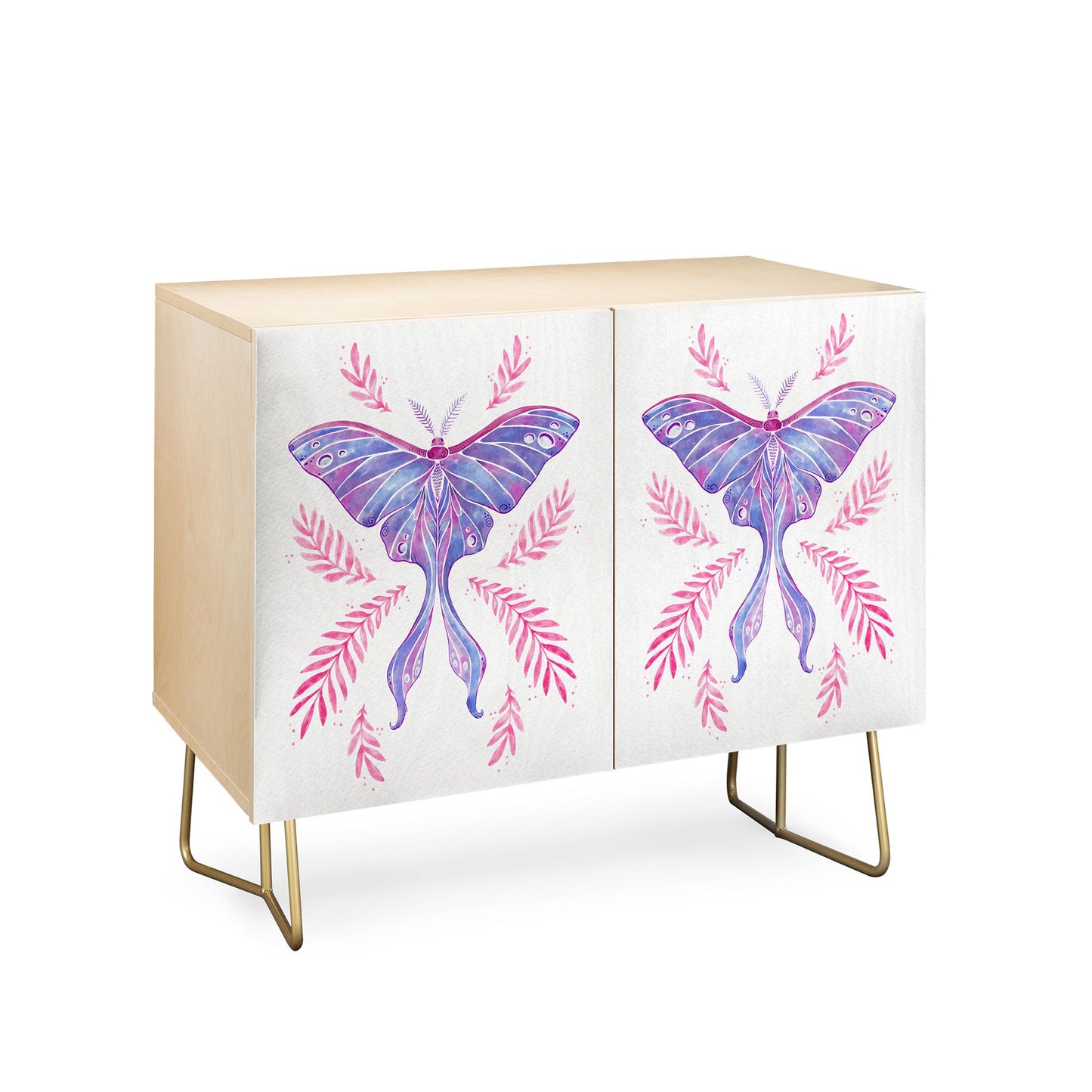 Avenie Luna Moth Blue Violet Credenza