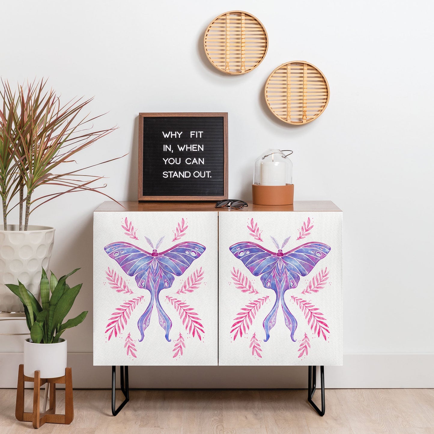 Avenie Luna Moth Blue Violet Credenza