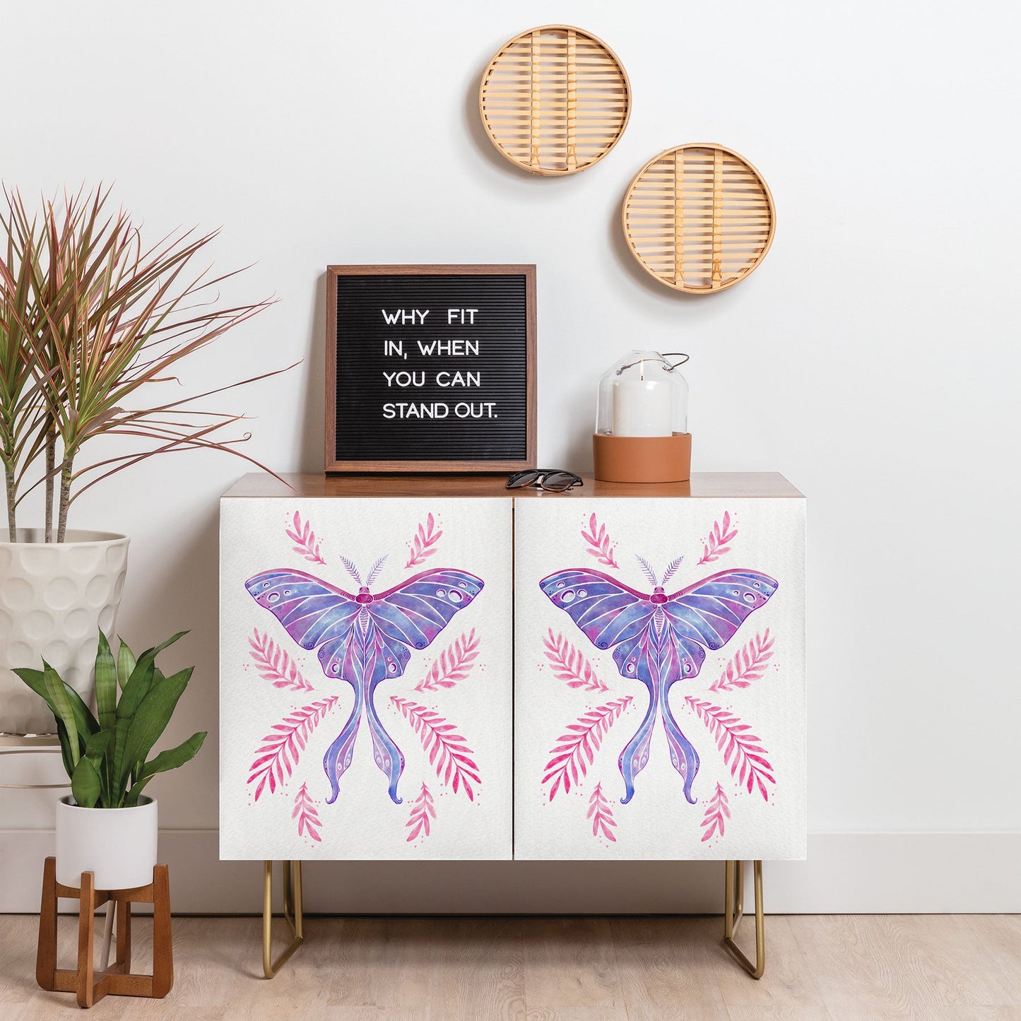 Avenie Luna Moth Blue Violet Credenza
