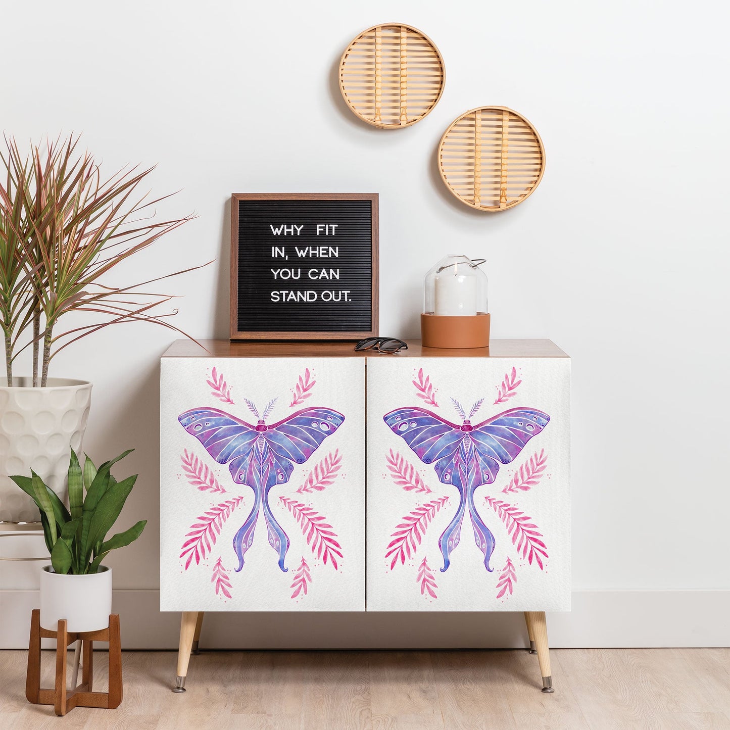Avenie Luna Moth Blue Violet Credenza