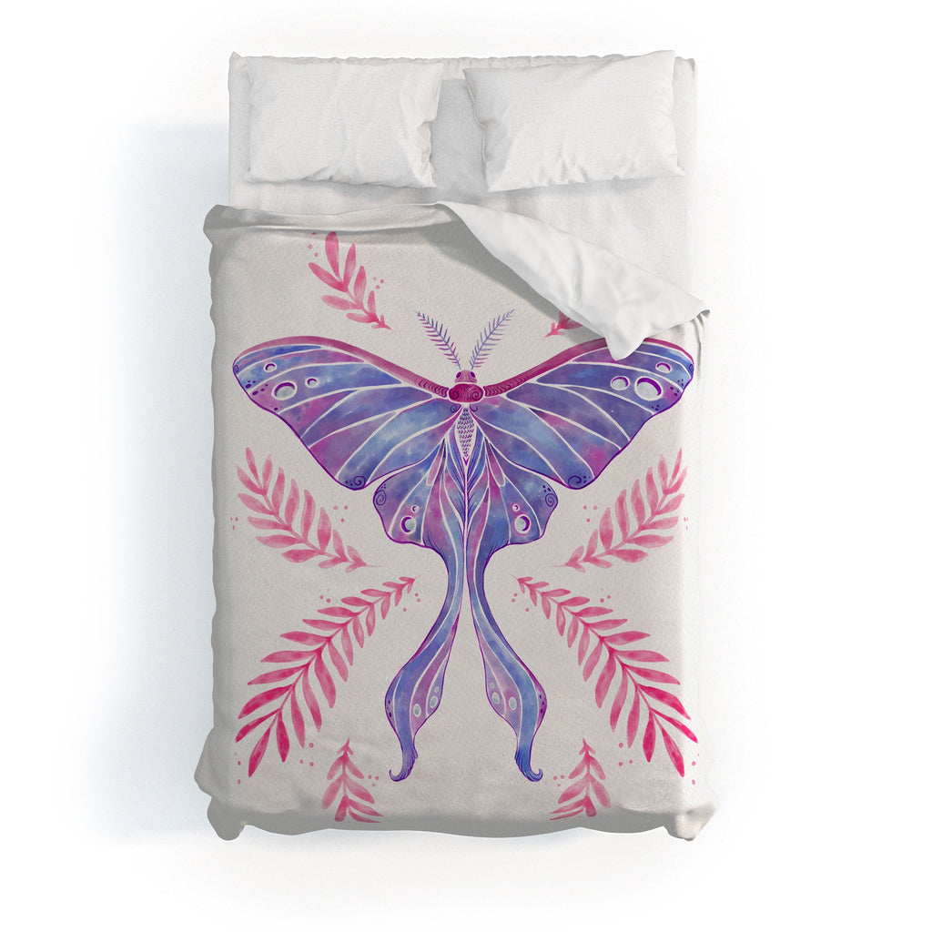 Avenie Luna Moth Blue Violet Duvet Cover