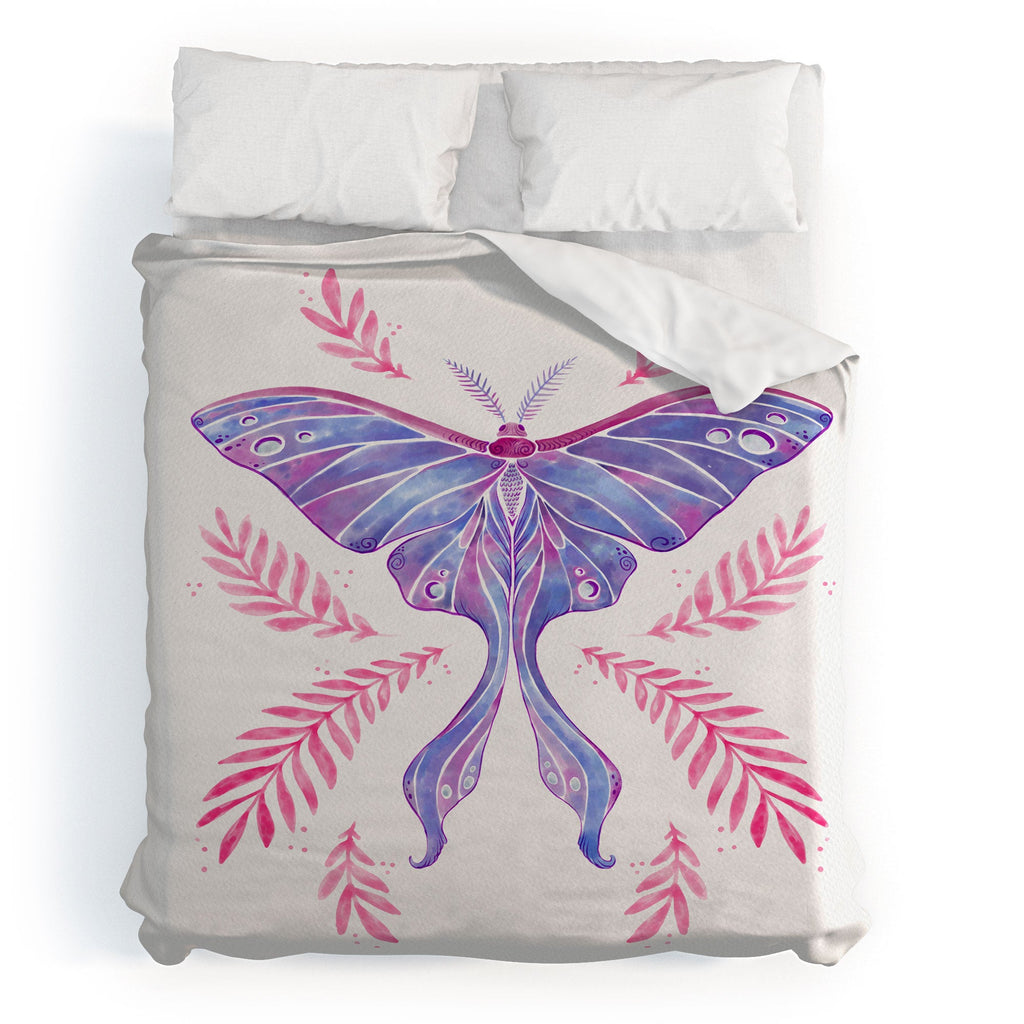 Avenie Luna Moth Blue Violet Duvet Cover