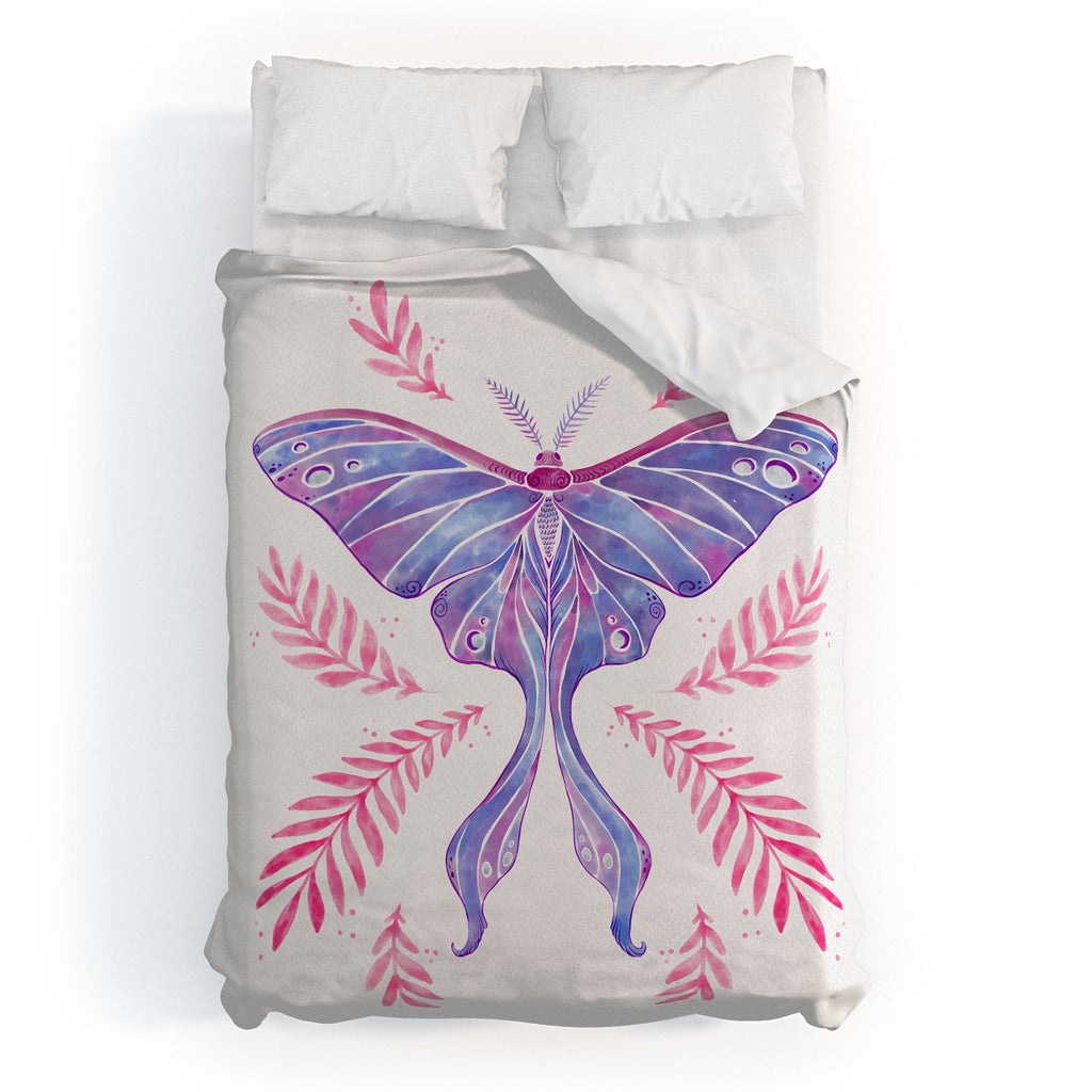 Avenie Luna Moth Blue Violet Duvet Cover