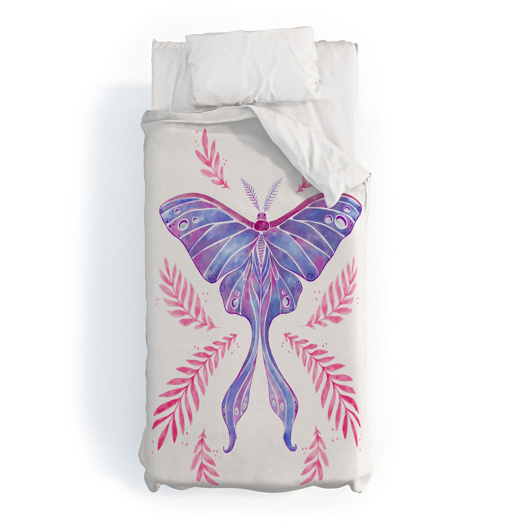 Avenie Luna Moth Blue Violet Duvet Cover