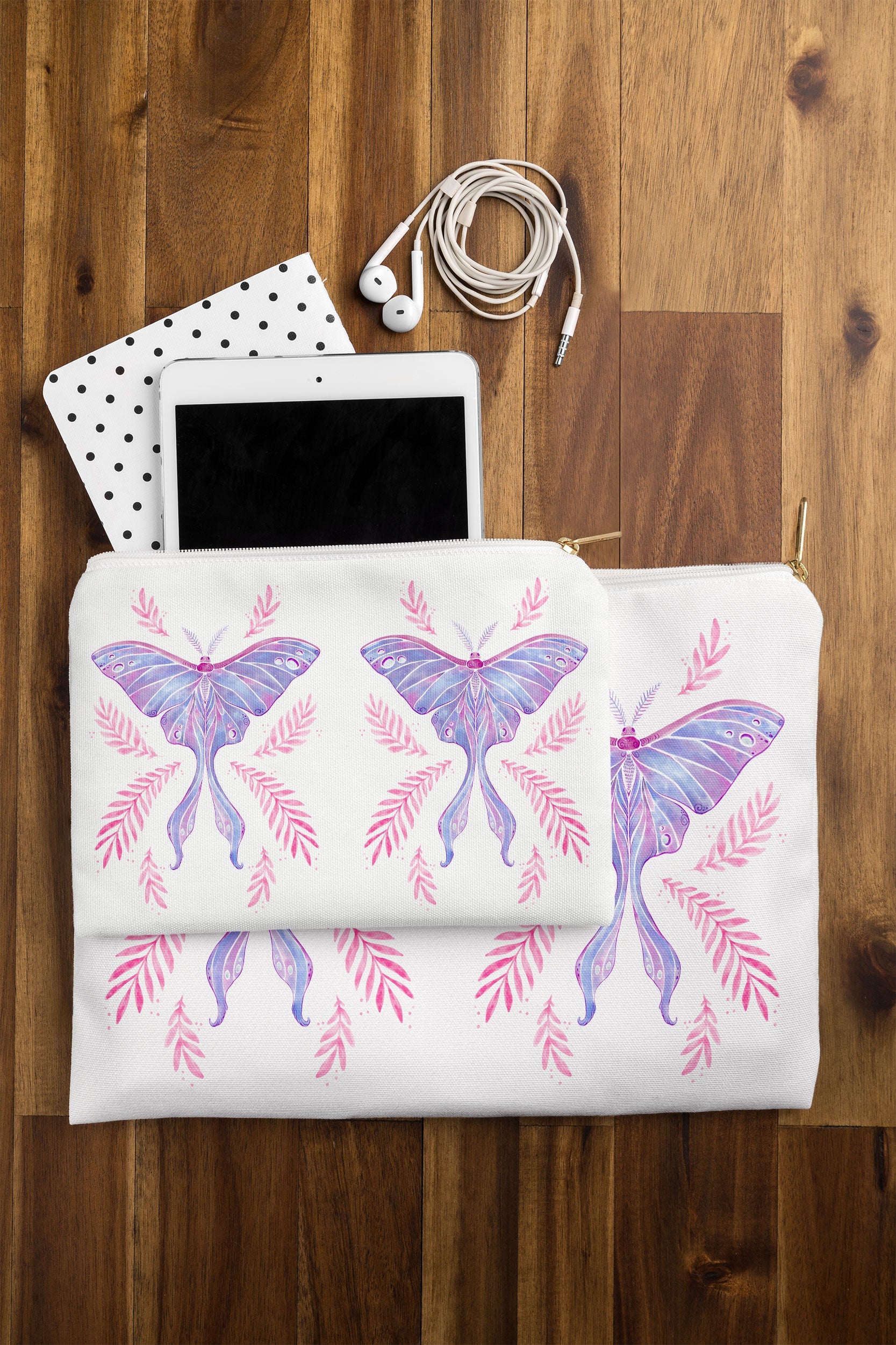 Avenie Luna Moth Blue Violet Pouch