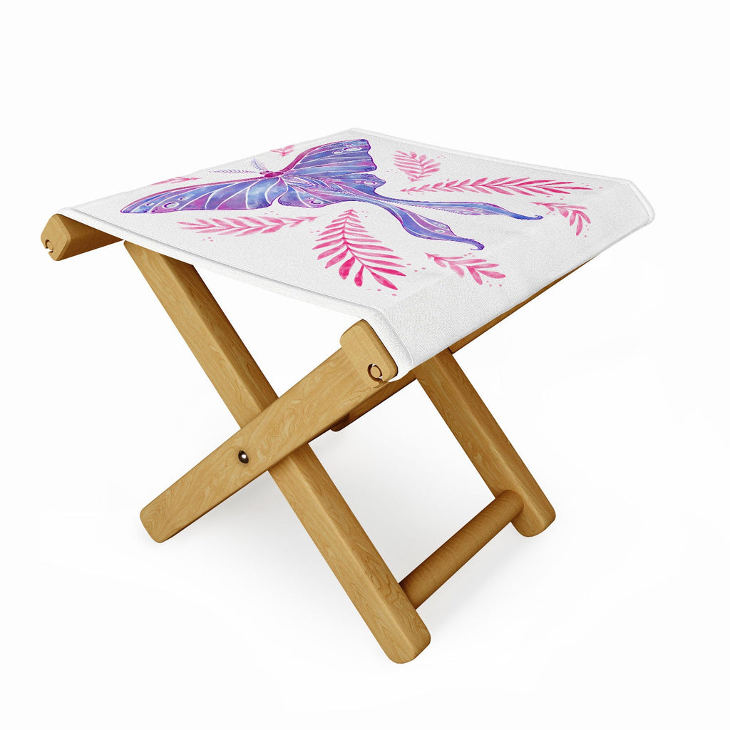 Avenie Luna Moth Blue Violet Folding Stool