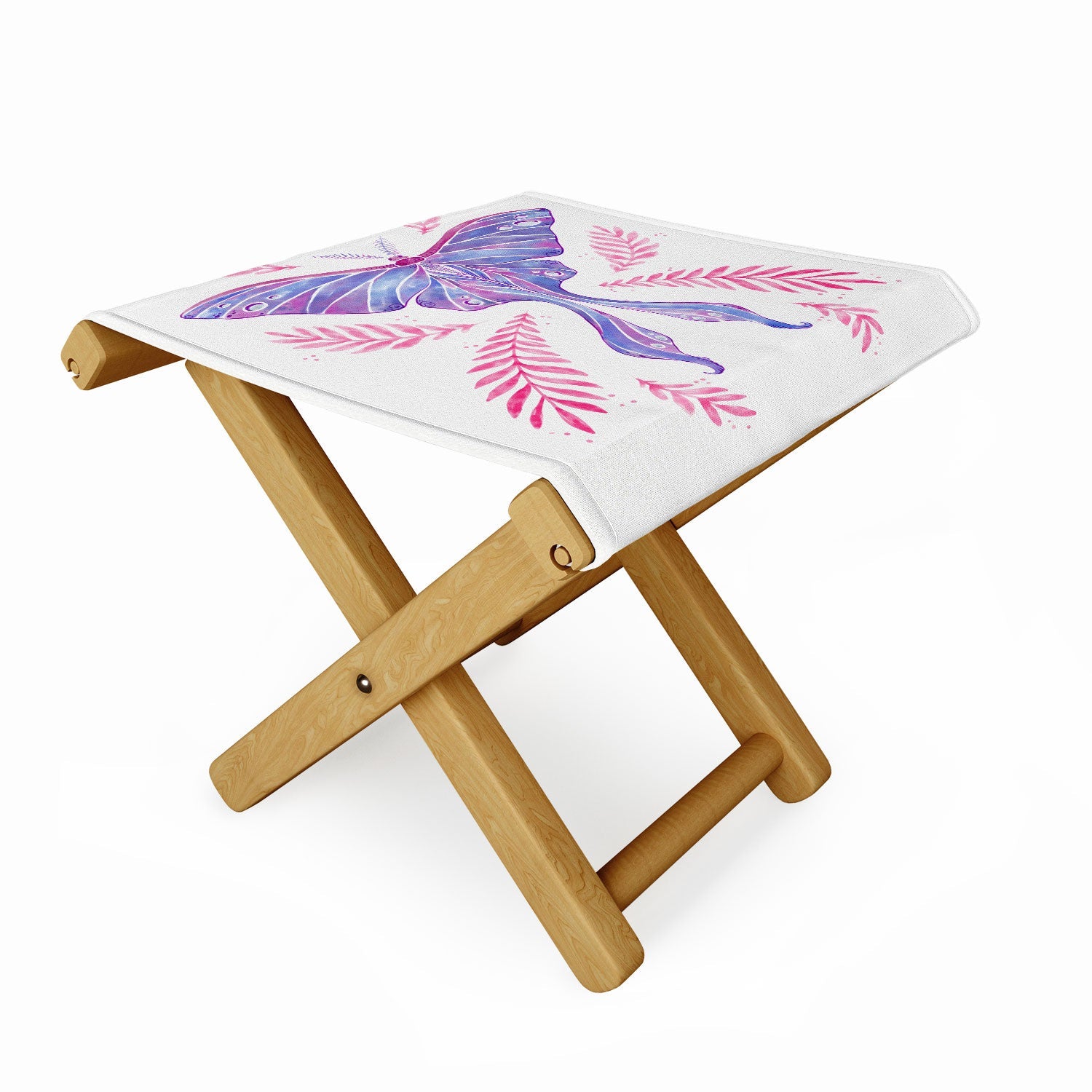 Avenie Luna Moth Blue Violet Folding Stool