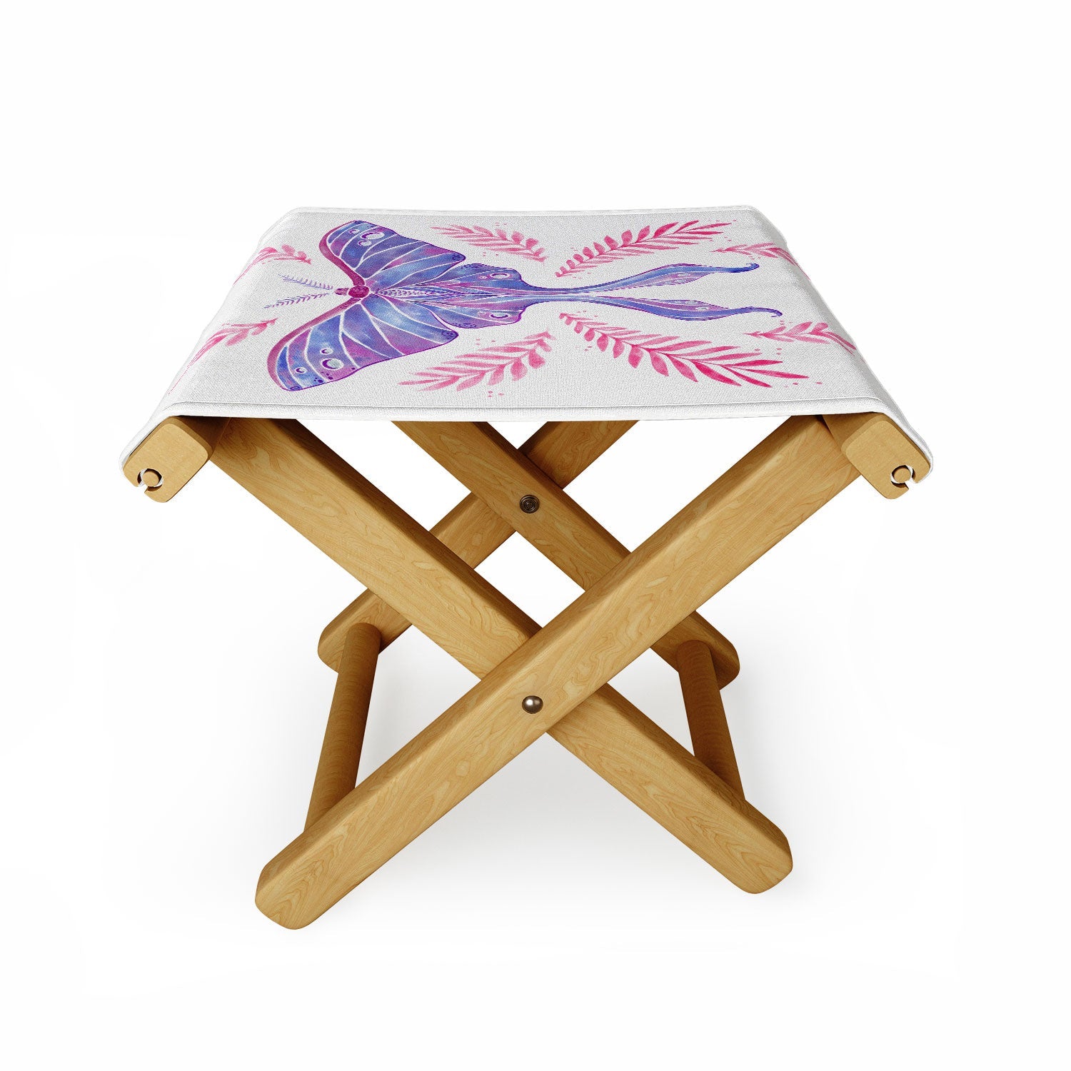Avenie Luna Moth Blue Violet Folding Stool