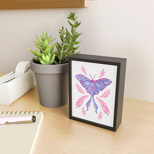 Avenie Luna Moth Blue Violet Framed Mini Art Print