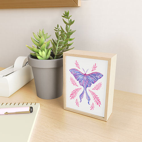 Avenie Luna Moth Blue Violet Framed Mini Art Print