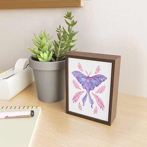 Avenie Luna Moth Blue Violet Framed Mini Art Print