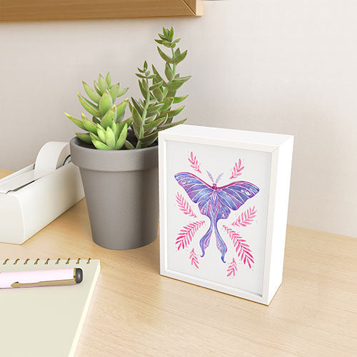 Avenie Luna Moth Blue Violet Framed Mini Art Print