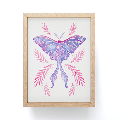 Avenie Luna Moth Blue Violet Framed Mini Art Print