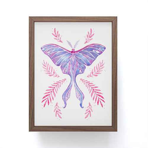 Avenie Luna Moth Blue Violet Framed Mini Art Print
