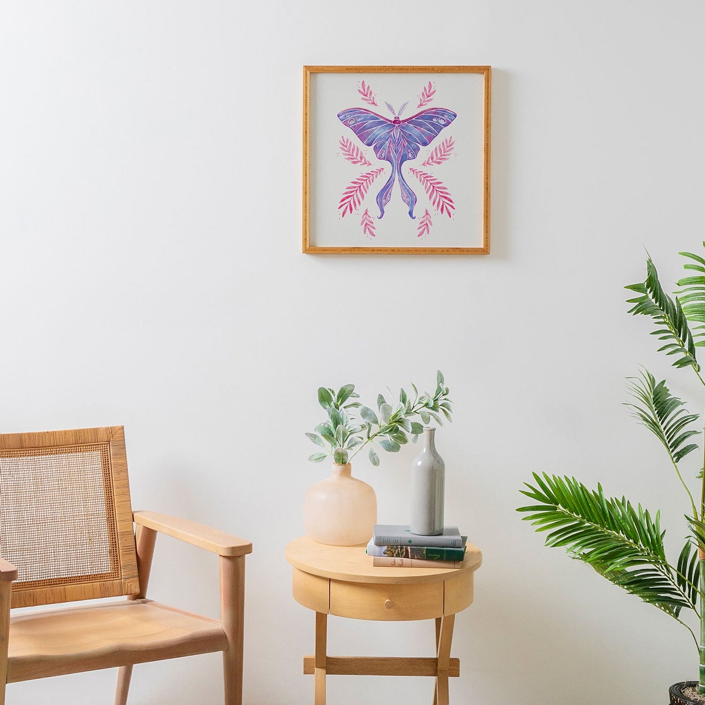 Avenie Luna Moth Blue Violet Framed Wall Art