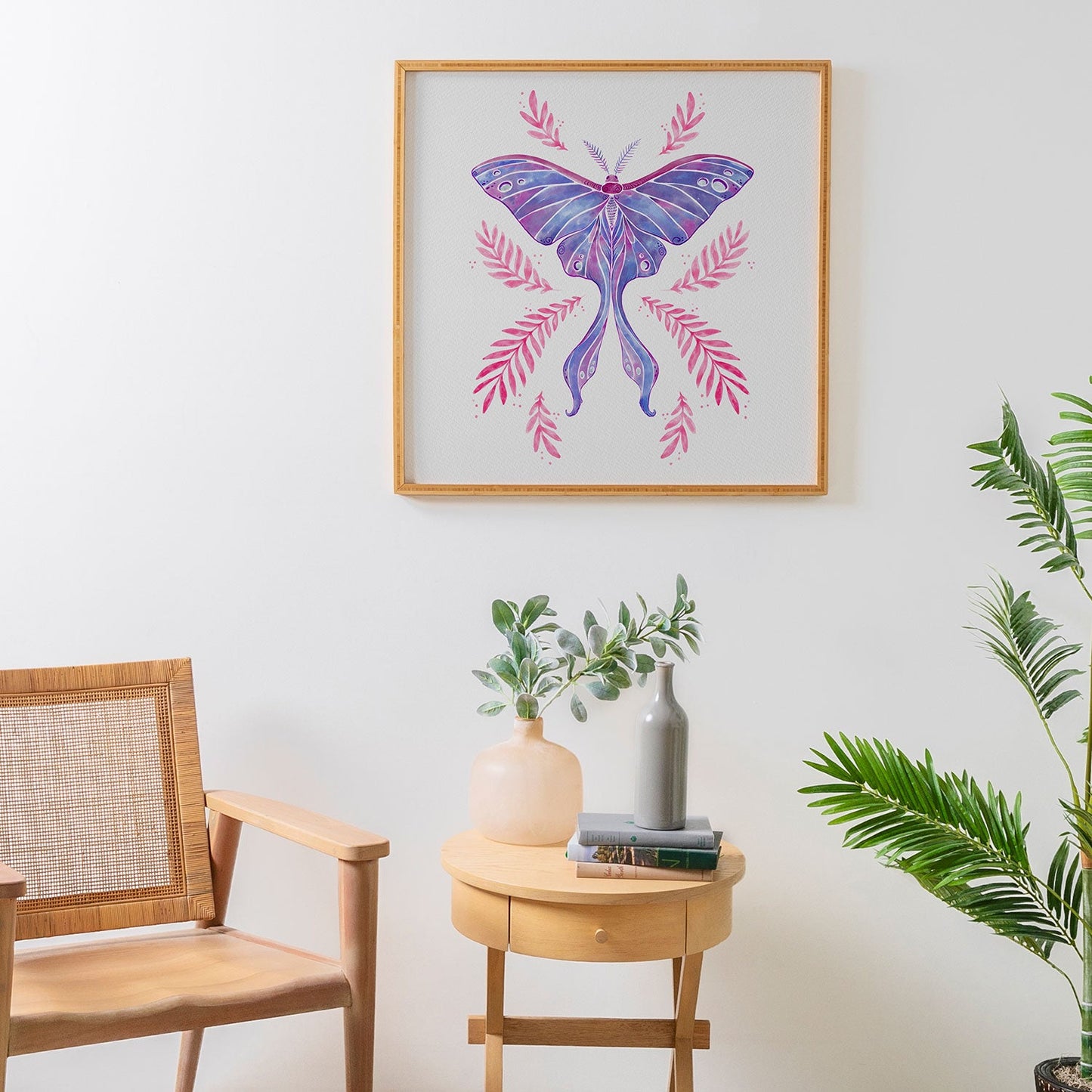 Avenie Luna Moth Blue Violet Framed Wall Art