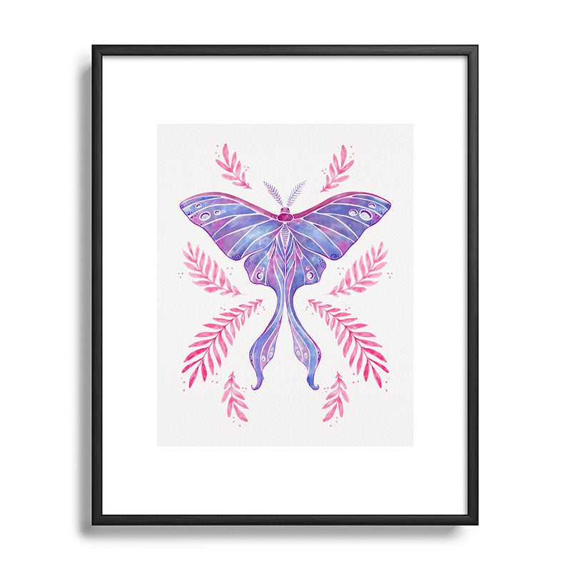 Avenie Luna Moth Blue Violet Metal Framed Art Print