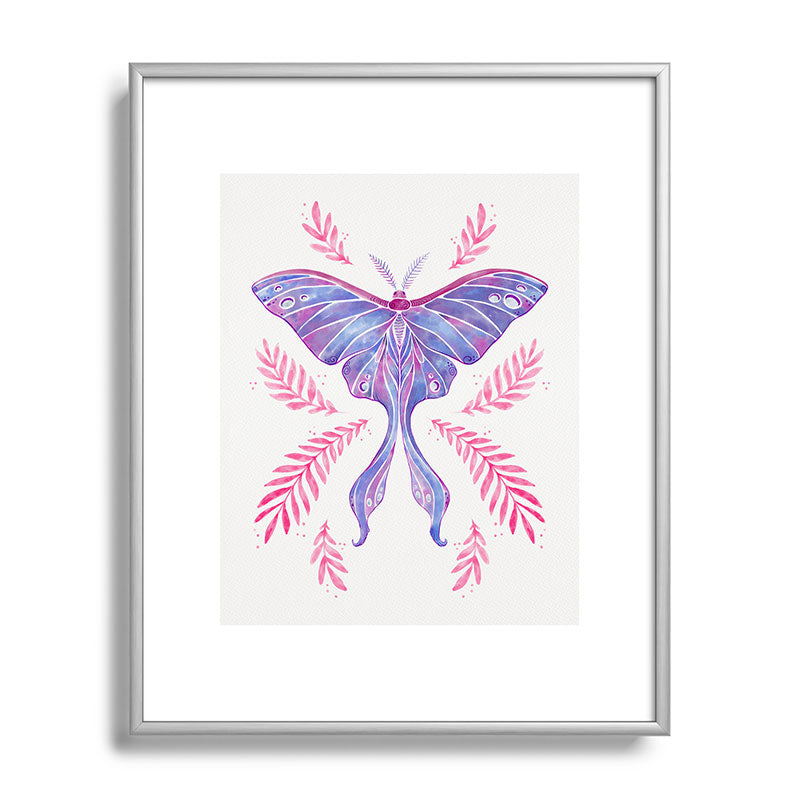 Avenie Luna Moth Blue Violet Metal Framed Art Print