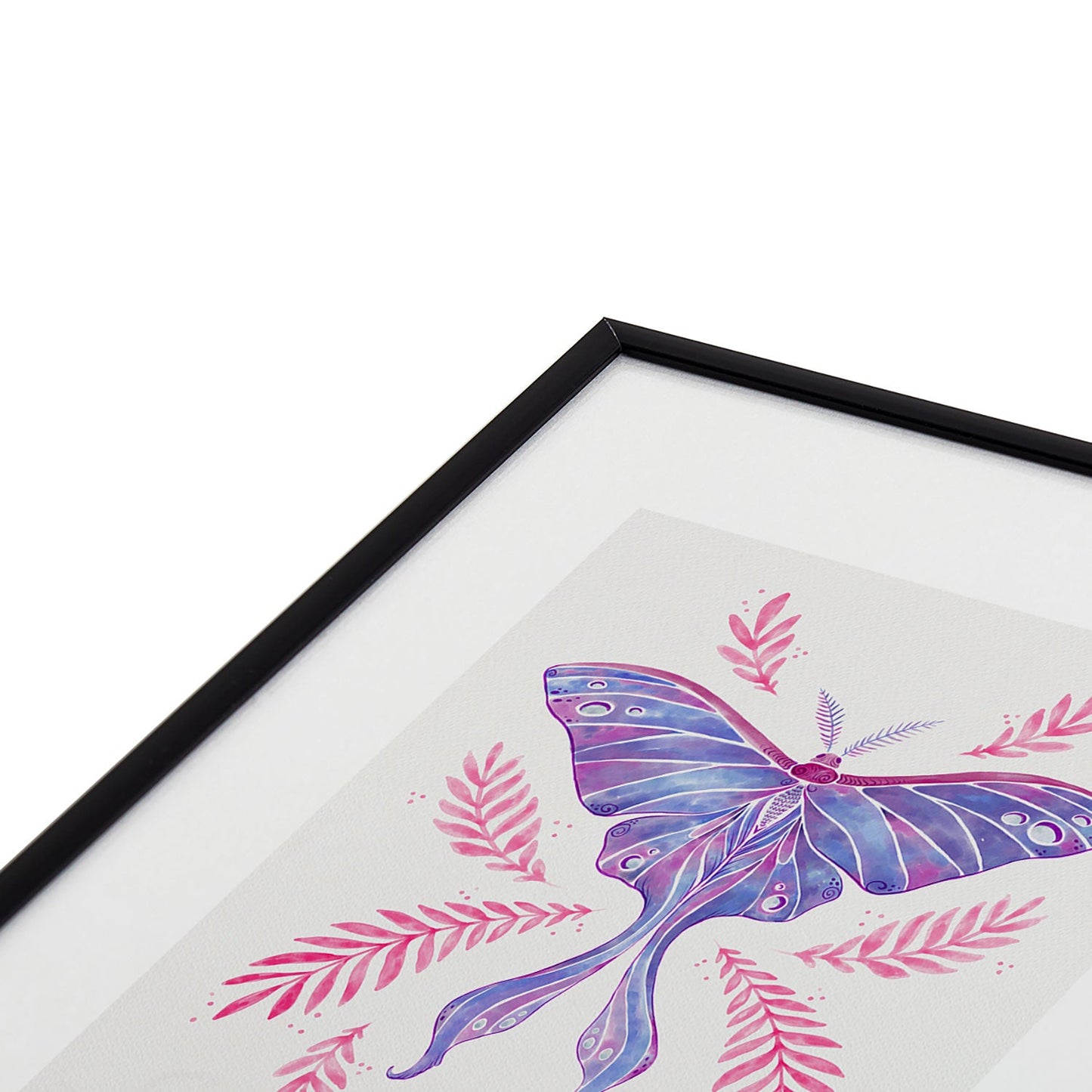 Avenie Luna Moth Blue Violet Metal Framed Art Print