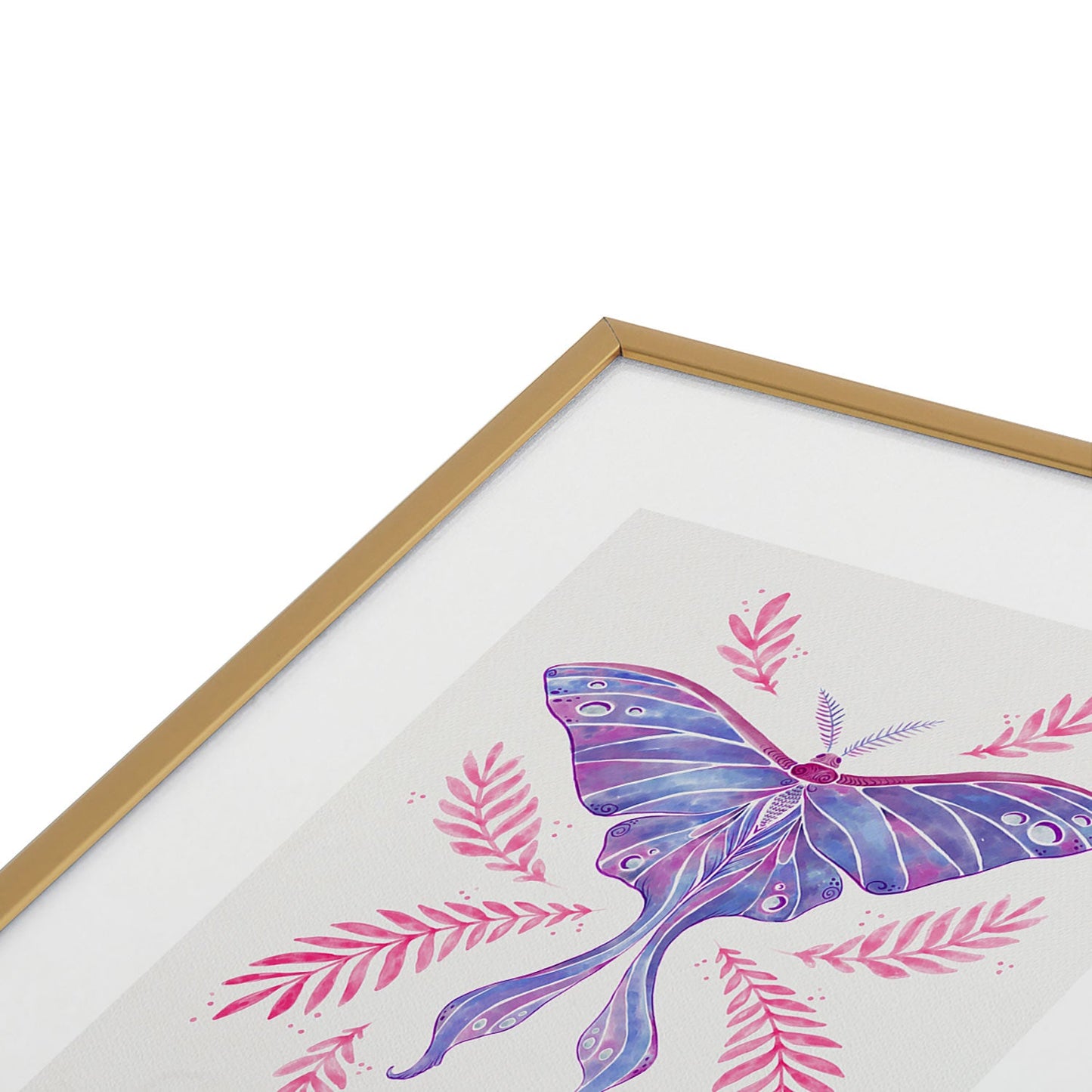 Avenie Luna Moth Blue Violet Metal Framed Art Print
