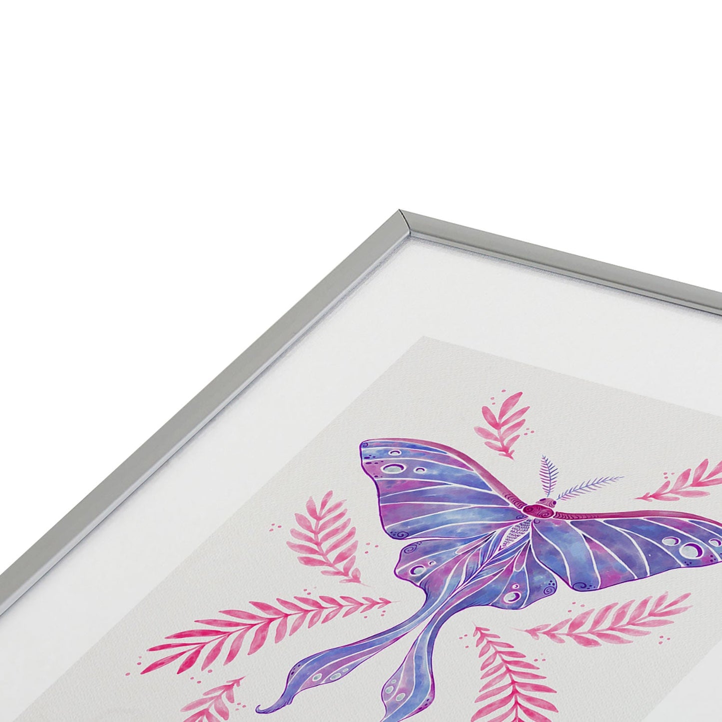 Avenie Luna Moth Blue Violet Metal Framed Art Print