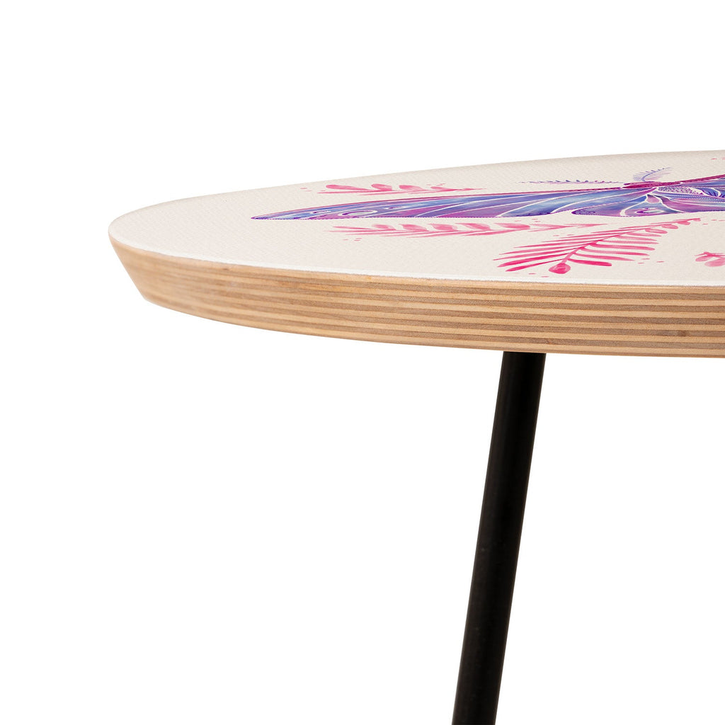 Avenie Luna Moth Blue Violet Round Side Table