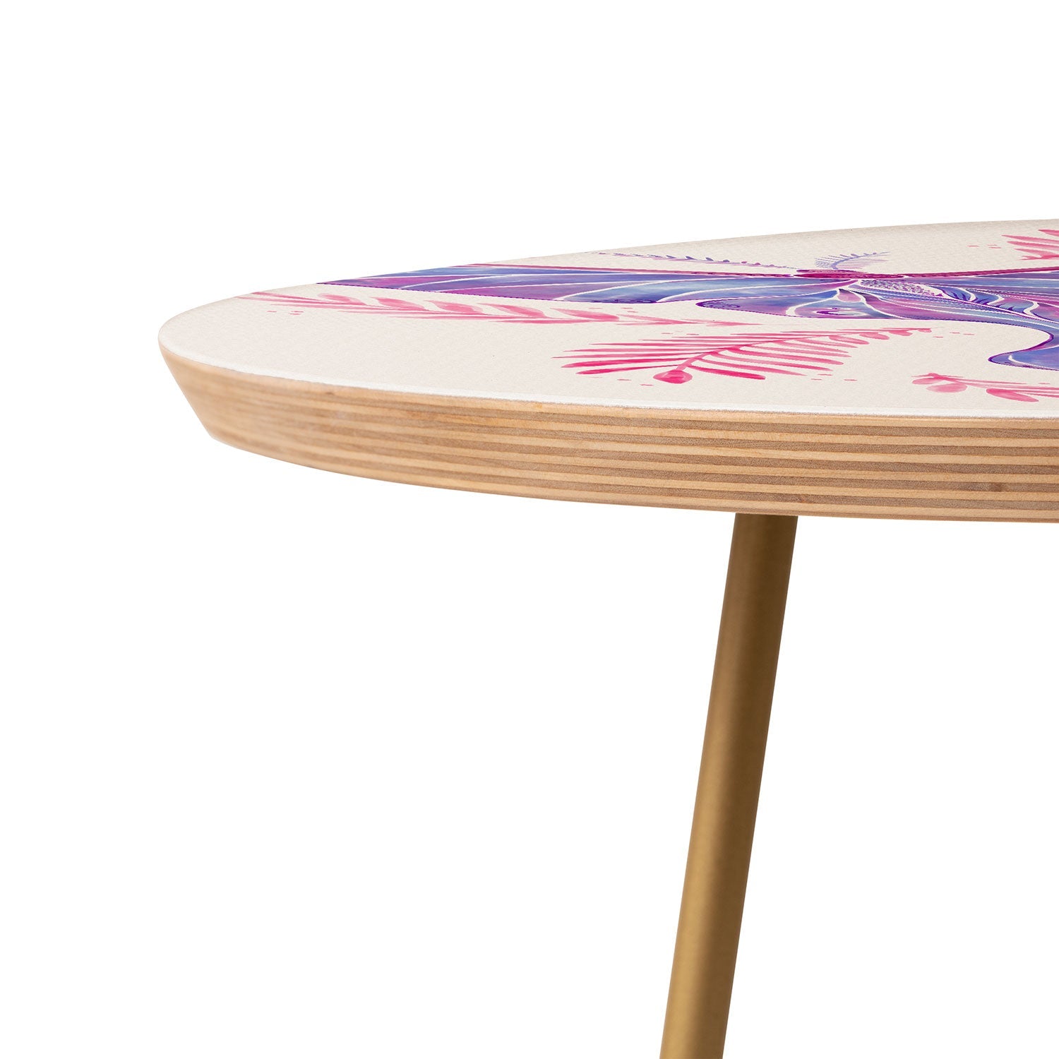 Avenie Luna Moth Blue Violet Round Side Table