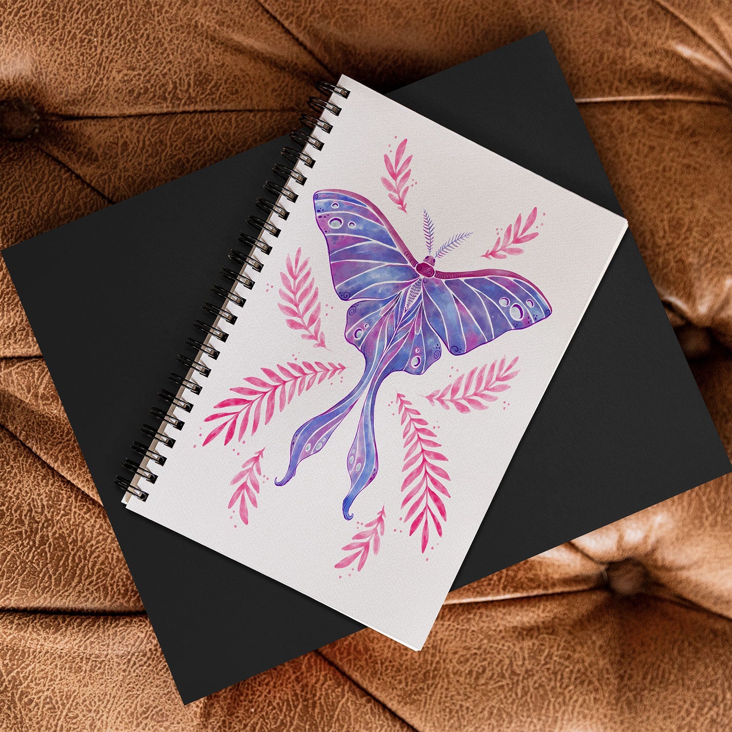 Avenie Luna Moth Blue Violet Spiral Notebook