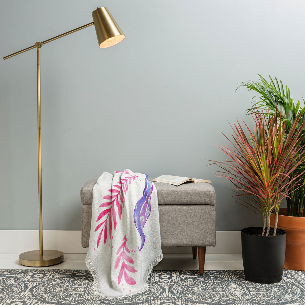 Avenie Luna Moth Blue Violet Throw Blanket