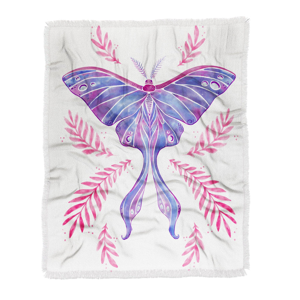 Avenie Luna Moth Blue Violet Throw Blanket