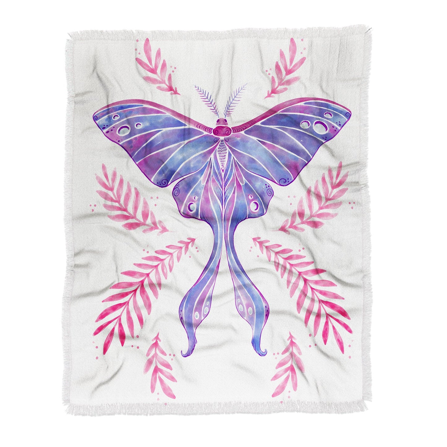 Avenie Luna Moth Blue Violet Throw Blanket
