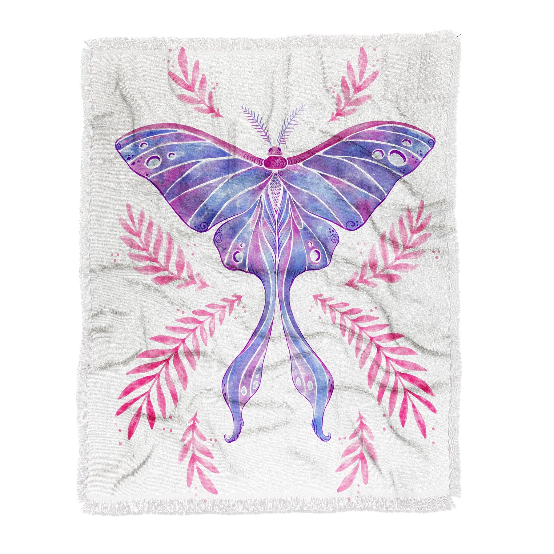 Avenie Luna Moth Blue Violet Throw Blanket
