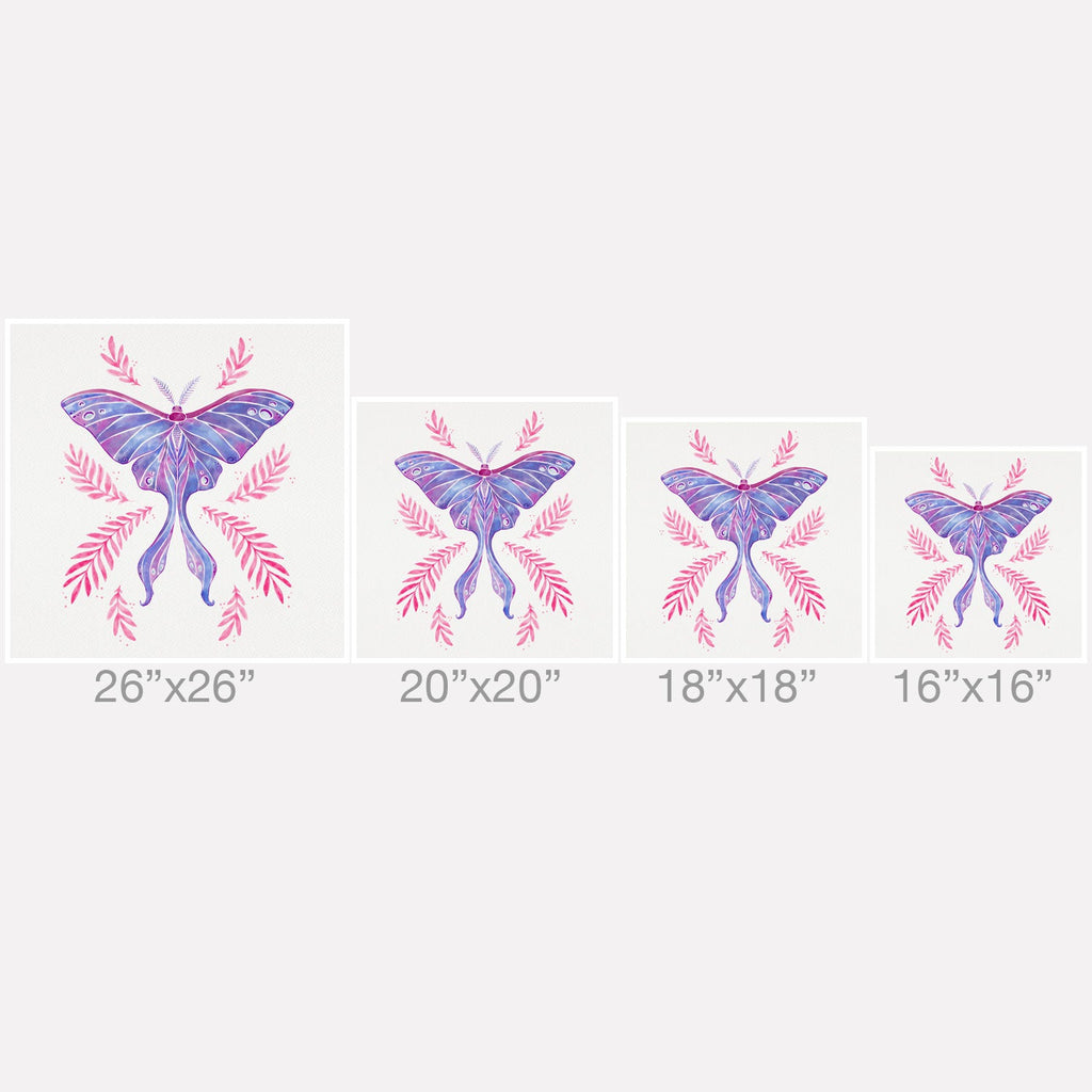 Avenie Luna Moth Blue Violet Outdoor Throw Pillow