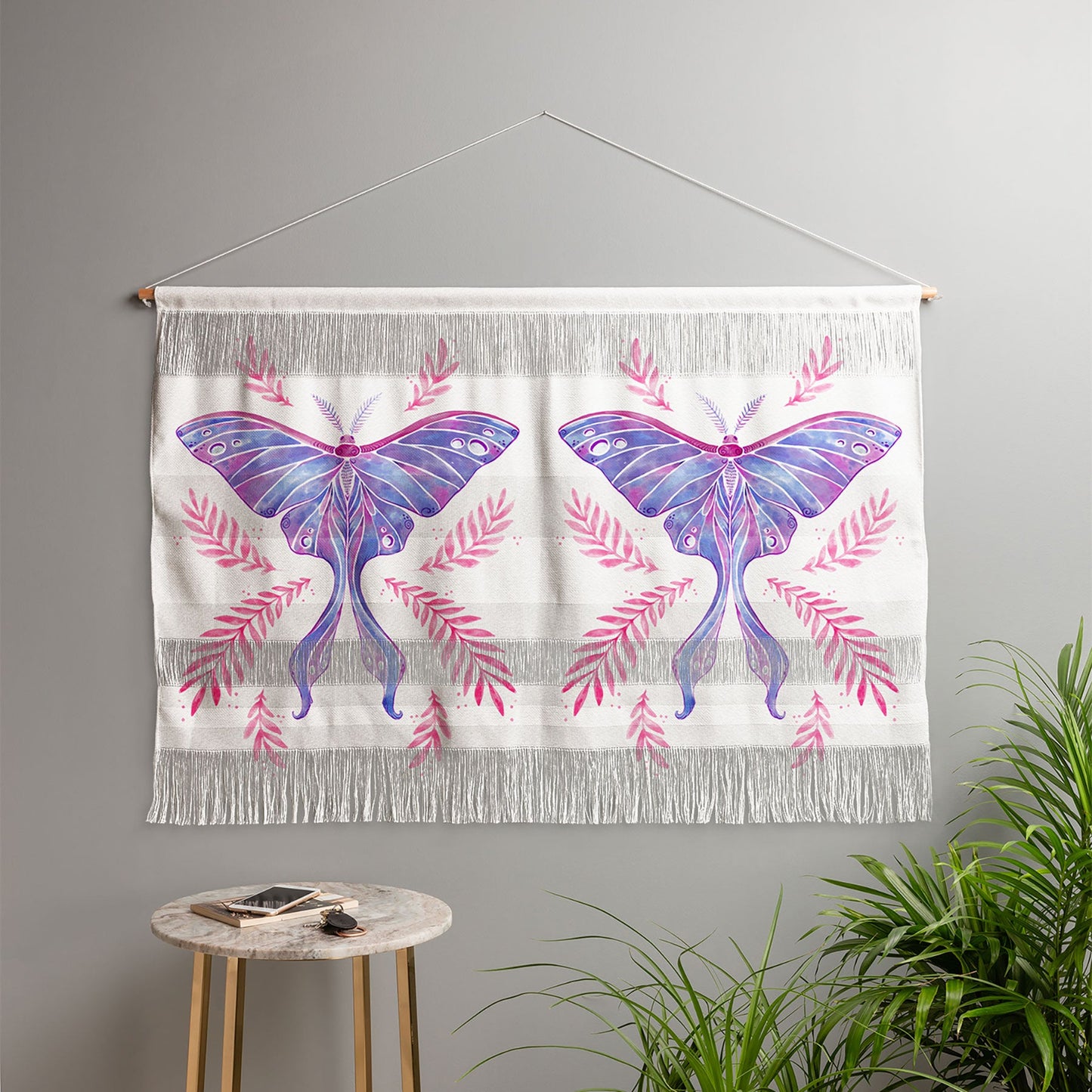 Avenie Luna Moth Blue Violet Wall Hanging Landscape