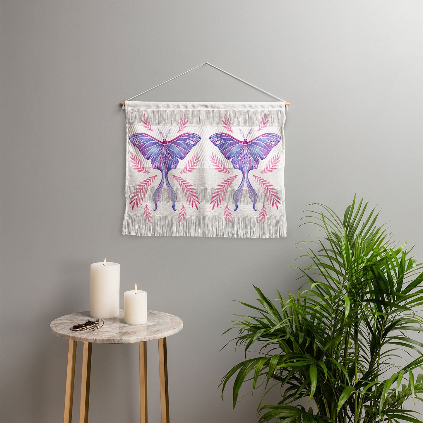 Avenie Luna Moth Blue Violet Wall Hanging Landscape