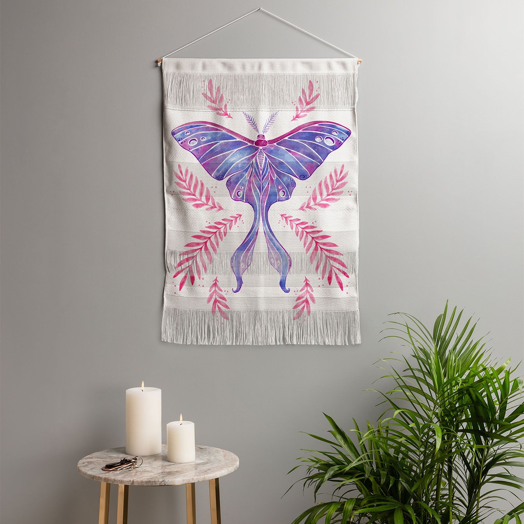 Avenie Luna Moth Blue Violet Wall Hanging Portrait