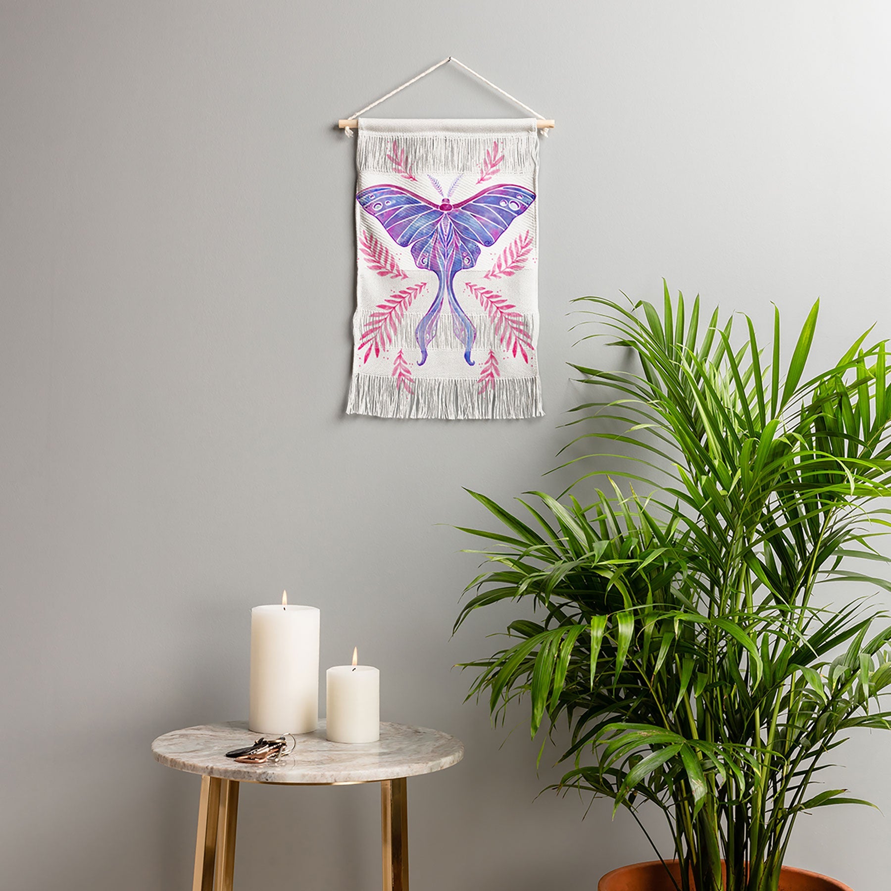 Avenie Luna Moth Blue Violet Wall Hanging Portrait