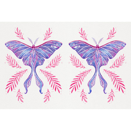 Avenie Luna Moth Blue Violet Wall Mural