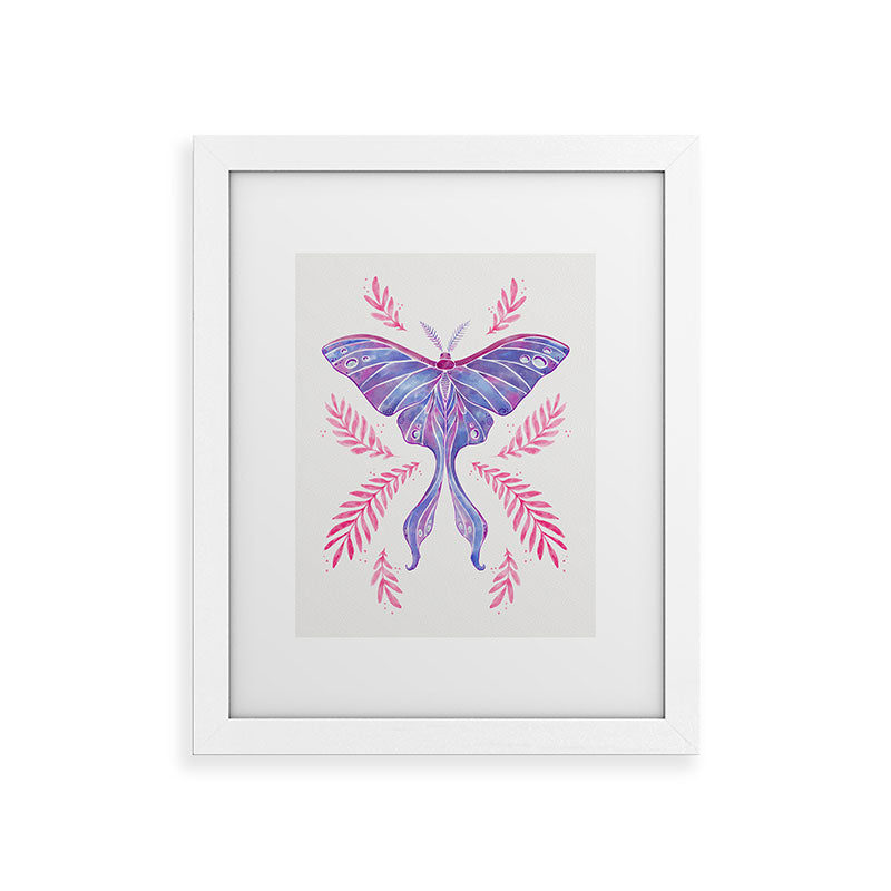 Avenie Luna Moth Blue Violet Framed Art Print