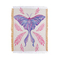 Avenie Luna Moth Blue Violet Throw Blanket