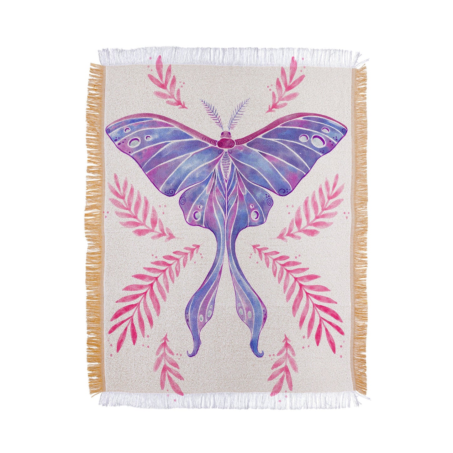 Avenie Luna Moth Blue Violet Throw Blanket