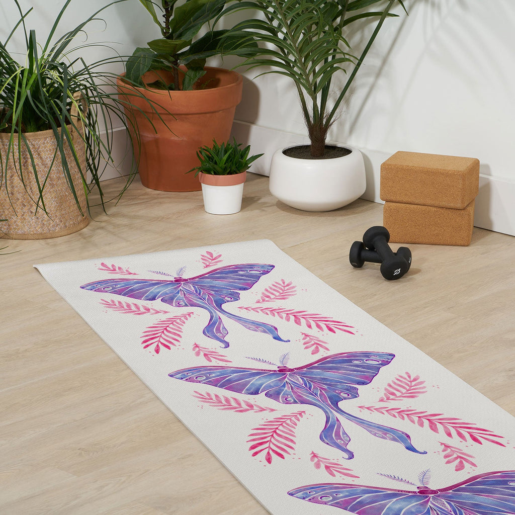 Avenie Luna Moth Blue Violet Yoga Mat