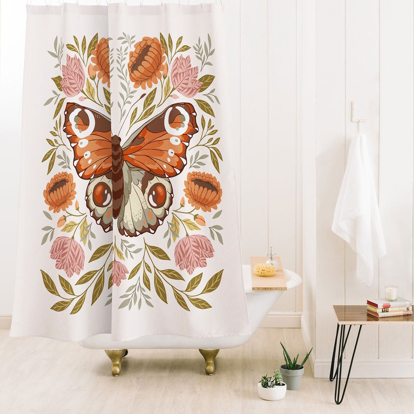 Avenie Morris Inspired Butterfly Shower Curtain