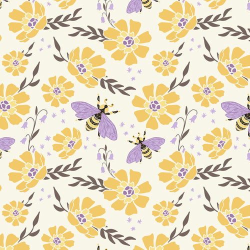 Avenie Spring Bees Lavender Shower Curtain