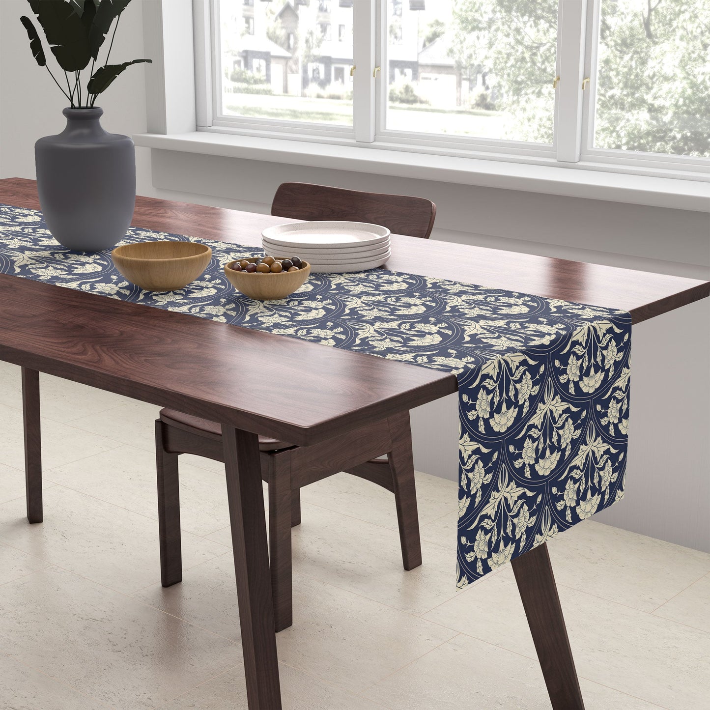 Avenie Victorian Botanical Cornflower Table Runner