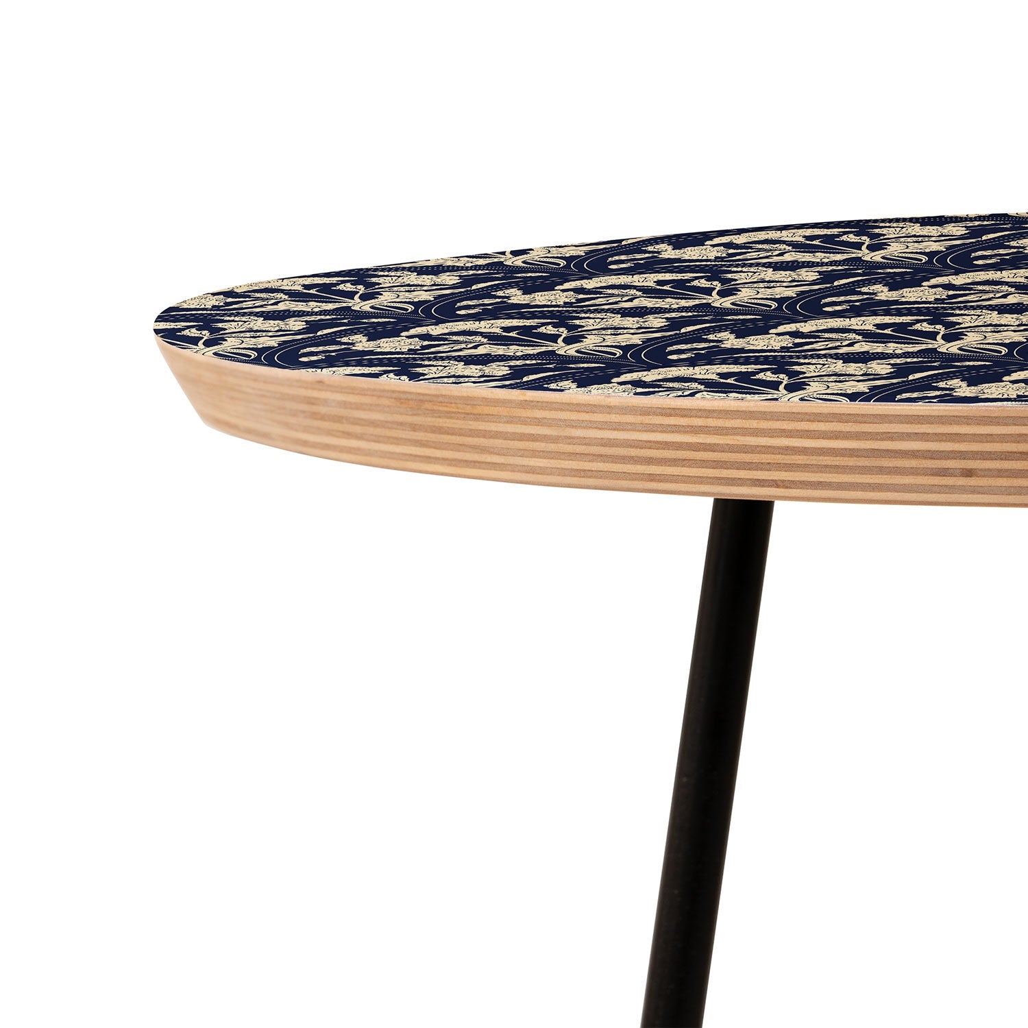 Avenie Victorian Botanical Cornflower Round Side Table